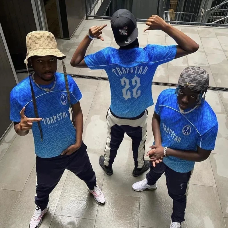 

Trapstar Mesh Football Jersey T Shirt Blue No.22 Men Sportswear T-shirt