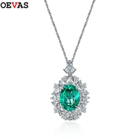 oevas 100 925 sterling silver 1216mm paraiba egg shape high carbon diamond pendant necklace for women fine jewelry hot selling