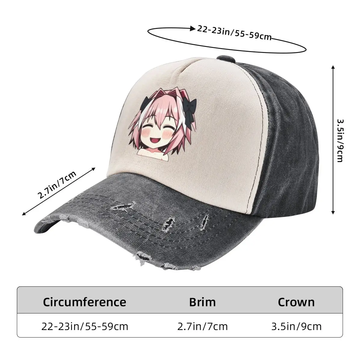 Fate Astolfo Femboy Neko Arc Meme (5) бейсбольная Солнцезащитная ковбойская цветная моющаяся
