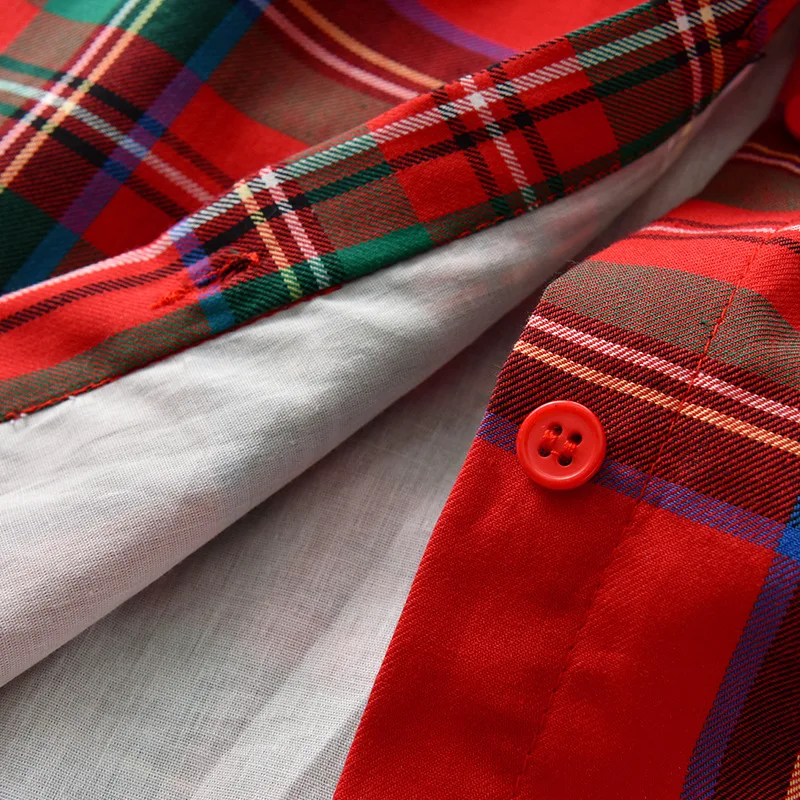 Spring and Autumn Children's Dresses Infant Red Plaid Dresses Baby Girl Clothing Outing Toddler Girl Fall Clothes Princess Dress