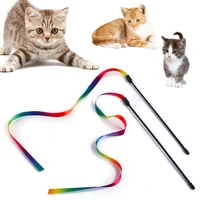 wholesale rainbow ribbon teasing cat stick pet cat toy training cat stick teasing cat stick pet toy
