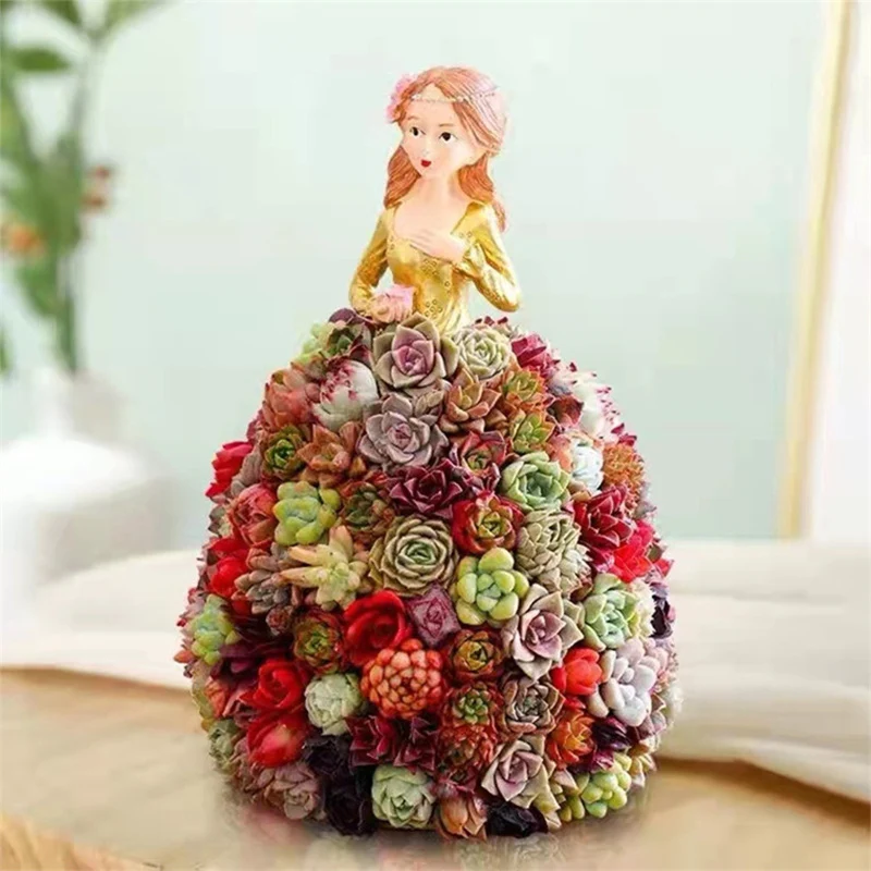 

Creative Iron Resin Planter Fleshy Vase Succulent Princess Skirt Planter Flower Pot Plant Display Stand for Garden Home Decor