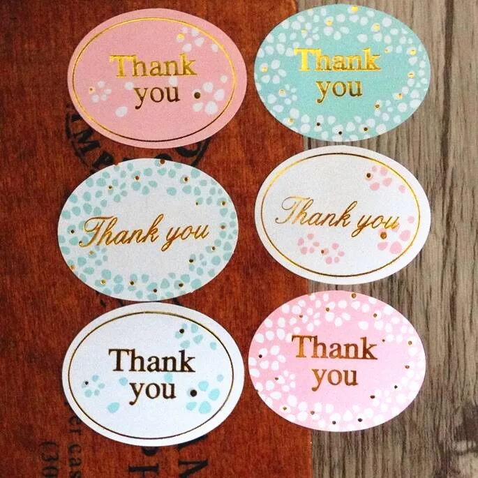 

120pcs/lot Round Golden "Thank you" series color seal sticker for baking DIY Package label Decoration label stickers retail