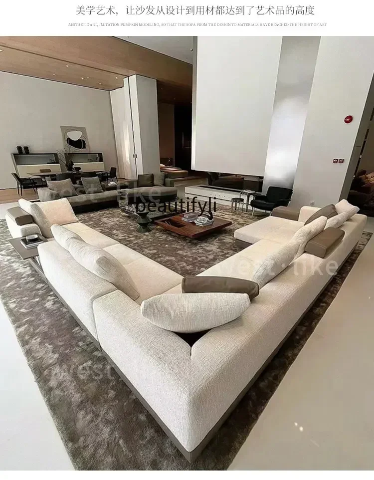 zq Итальянский минималистичный тканевый диван для гостиной большой угловой