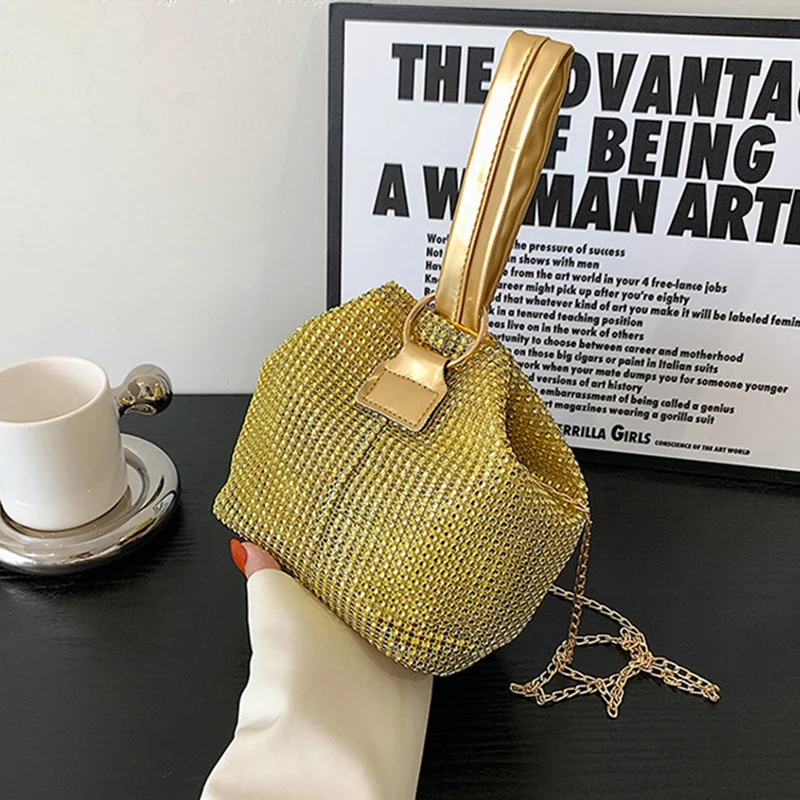 

Модная Банкетная сумка Стразы, роскошная сумка-мешок со стразами, вечерние сумки с блестящими ручками для женщин, сумочка для свадебной веч...