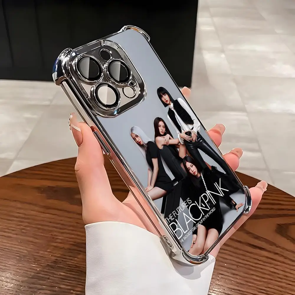 Чехол для телефона Kpop-BLACKPINKs-Girls Iphone 16 15 Pro 14 13 Mini 11 12 Xs Max Xr X 7 Plus с гальваническим