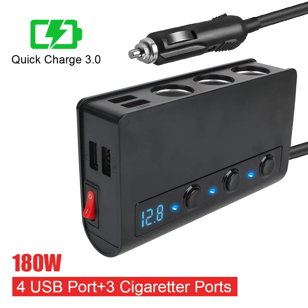 

Автомобильное зарядное устройство с 4 портами USB, 12 В, 24 В, 3,0 Вт