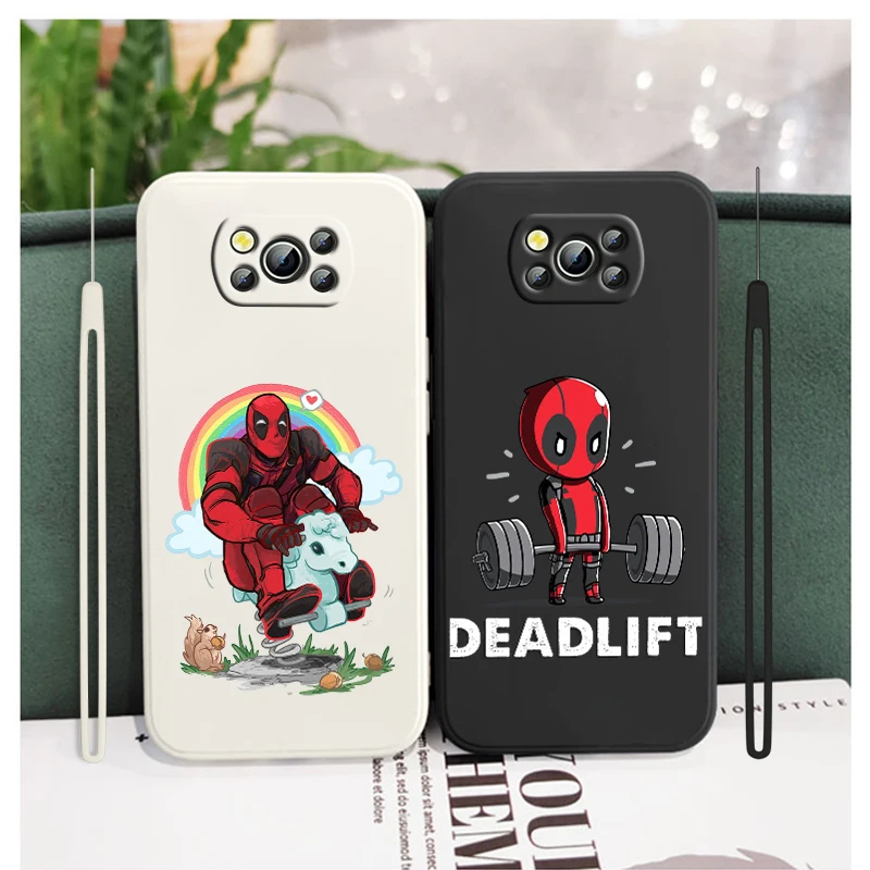 

Marvel Funny Spider-Man Deadpool For Xiaomi Mi Poco X4 X3 C40 C31 C3 M4 M3 F4 F3 GT Pro NFC Soft Liquid Rope Cover Phone Case