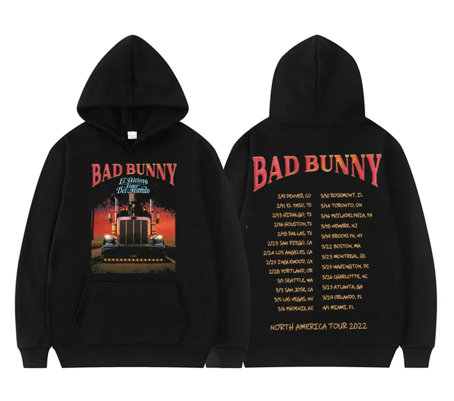 

Bad Bunny Hoodies El Ulitimo Tour Del Mundo Tour Print Hoodie Men Hip Hop Hoodies Cotton Tops UN VERANO SIN TI Clothing