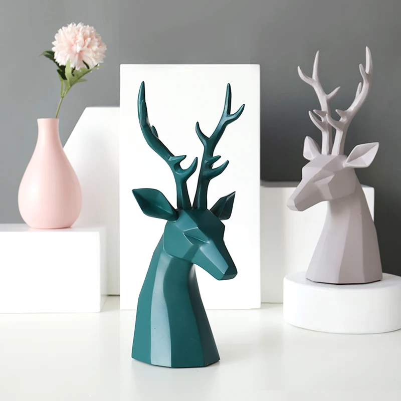 

Resin Deer Figurines Decoration Accessories For Tabletop Decor Office Home Desk Living Room Bedroom Modern Decoration feng shui