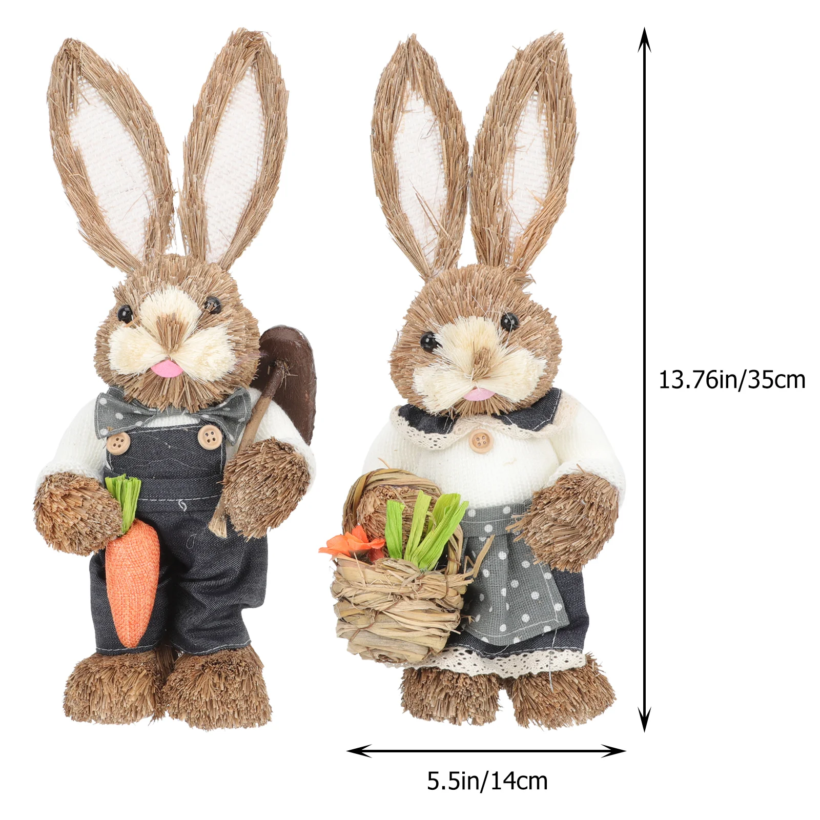 

Bunny Easter Rabbit Figurine Decor Straw Woven Figurines Statue Decorations Statues Ornament Standing Garden Decoration Spring
