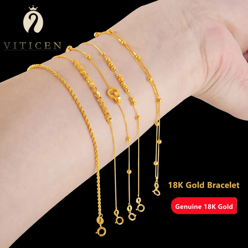 

VITICEN Real18k Gold Women's Bracelet Au750 18K Rose Gold Fashion Bracelet Adjustable Great Gifts Exquisite Jewelry Dropshipping