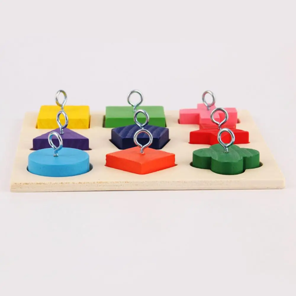 

Игрушка-попугай для домашних животных, игрушка «сделай сам», деревянная птица, попугай, 9 ячеек, звезда, треугольник, кольцо, тренировочный п...