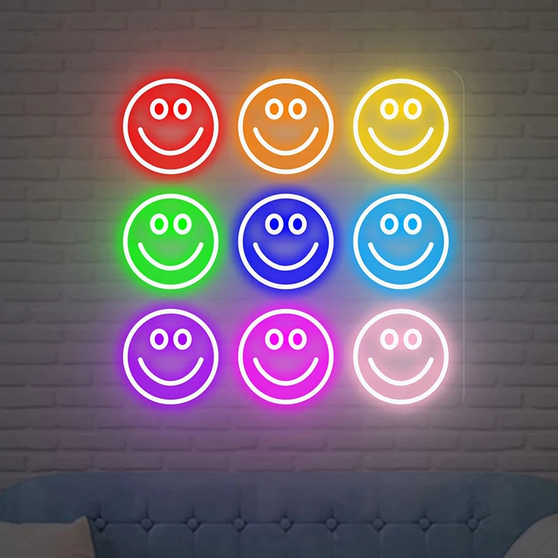 Неоновая вывеска Smile с счастливым лицом неоновые вывески винтажная неоновая