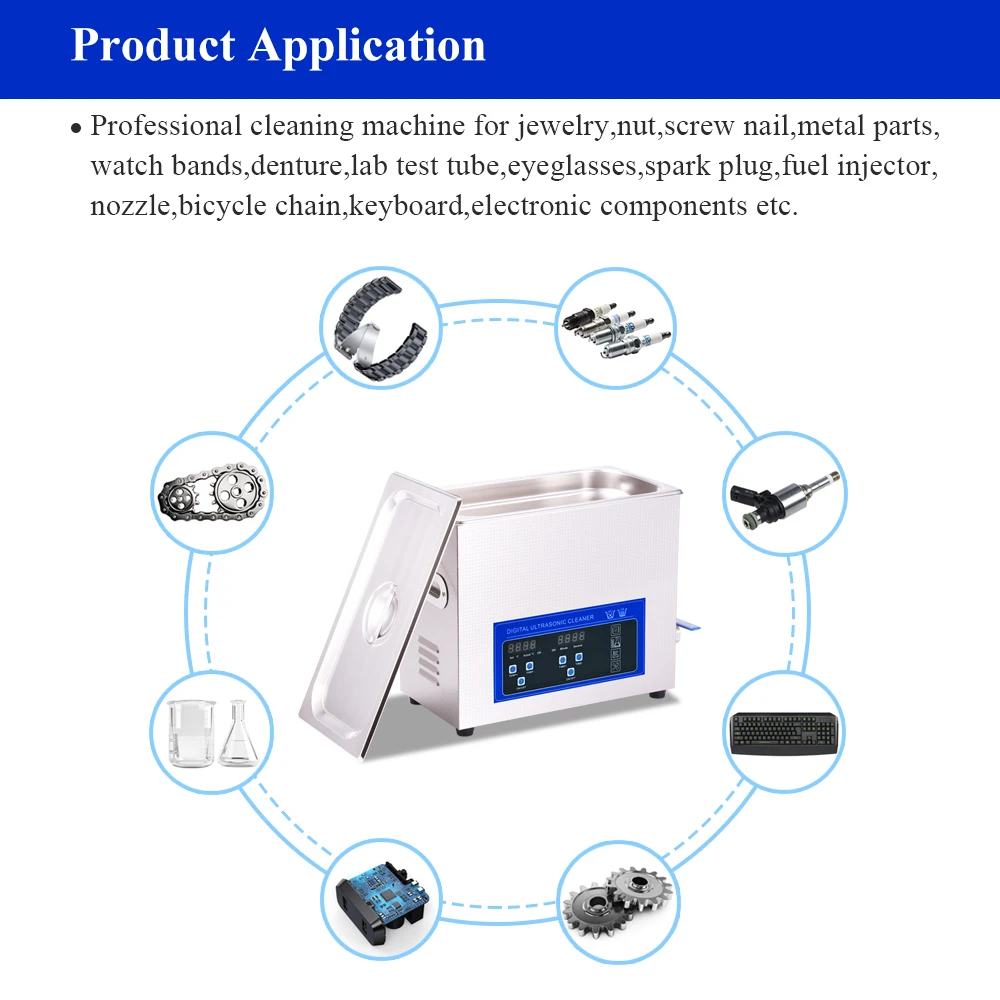 Ультразвуковая машина для очистки объемом 6 литров, мощностью 180 Вт, с нержавеющей стальной емкостью, платой PCB, DPF, лабораторным инструментом, медицинским пресс-формированием, удалением грязи и пыли, включающая цифровой ультразвуковой ванну.
