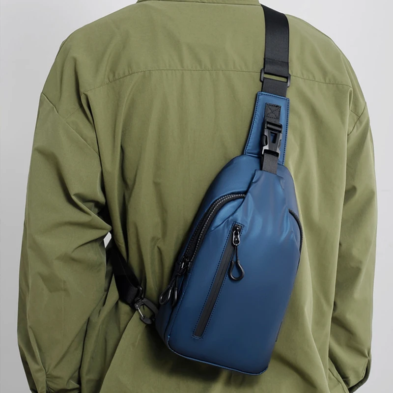 Men Chest Bags Durable Oxford Material Blue Belt Purse Male Black Sports Crossbody Purses Sling Bag Waterproof