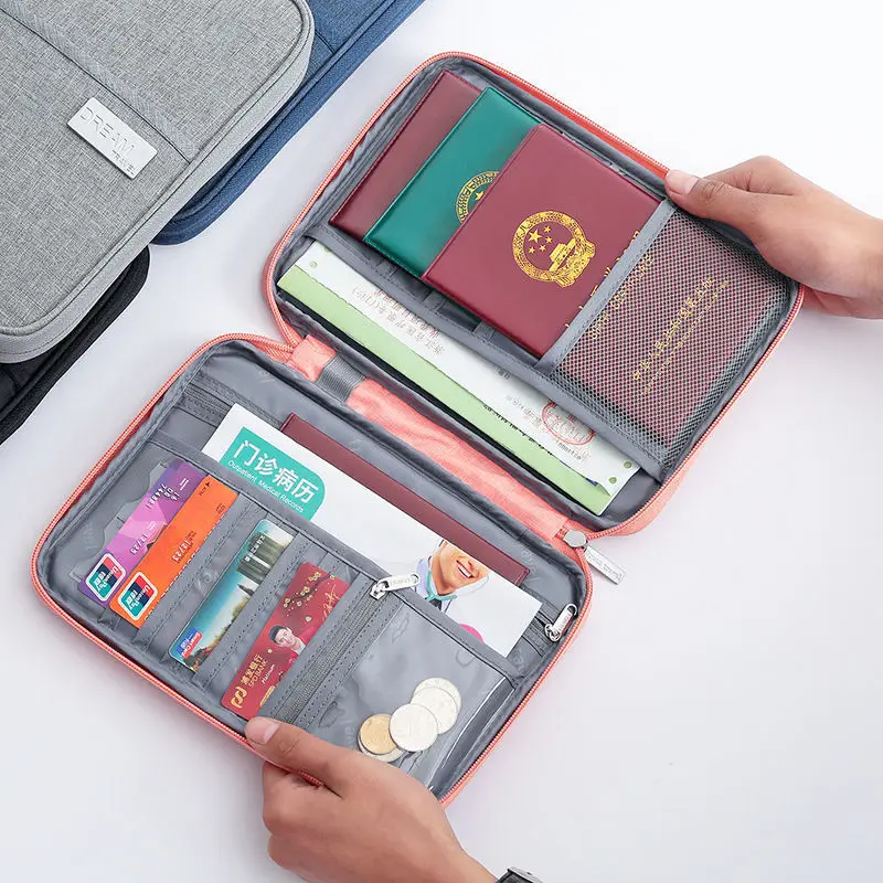

Wallet Family Passport Holder Travel Document Storage Organizer Portable Waterproof Document Bag Cardholder Storage Accessories