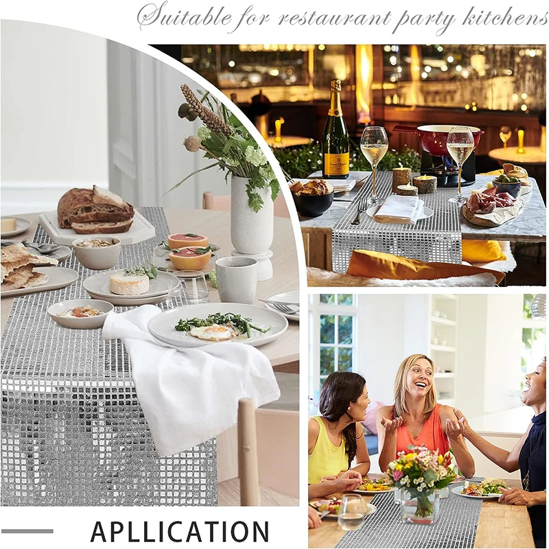 

Блестящая настольная дорожка для дискотеки, зеркальный блестящий чехол для стола, блестящая скатерть 70s 80s, украшение для дискотеки, танца, свадьбы, дня рождения