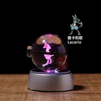 anime pokemon ball engraving crystal ball lacario figure model clear pokeball toys for kids