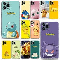 pokemon logo and icons clear phone case for iphone 11 12 13 pro max 7 8 se xr xs max 5 5s 6 6s plus silicone case cover pikachu