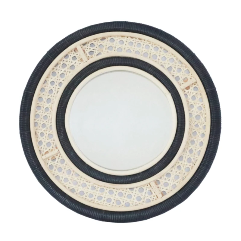 

Rattan Innovative Art Decoration Round Makeup Mirror Dressing Bathroom Wall Hang