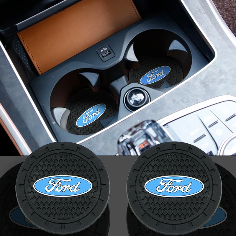 

New Car Coaster Water Cup Bottle Holder Mat Anti-Slip Pad For Ford Focus Mondeo Kuga Fiesta MK7 Escort Explorer Edge 2 4 MK2 MK4