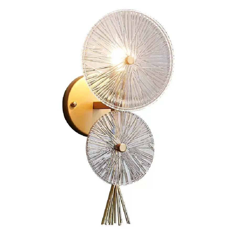 

IWP Modern Copper Wall Light Luxury Glass Golden Bedside Lamp Corridor Indoor Decorative LED Sconce Living Room Stair Wall Lamp