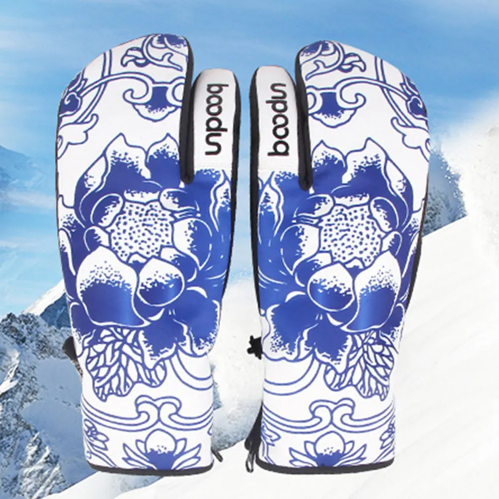 

1 Pair Ski Gloves Keep Warm Hiking Elastic Zippered Wind Proof Cycling Water Resistant Protective Climbing Camping Winter Sports