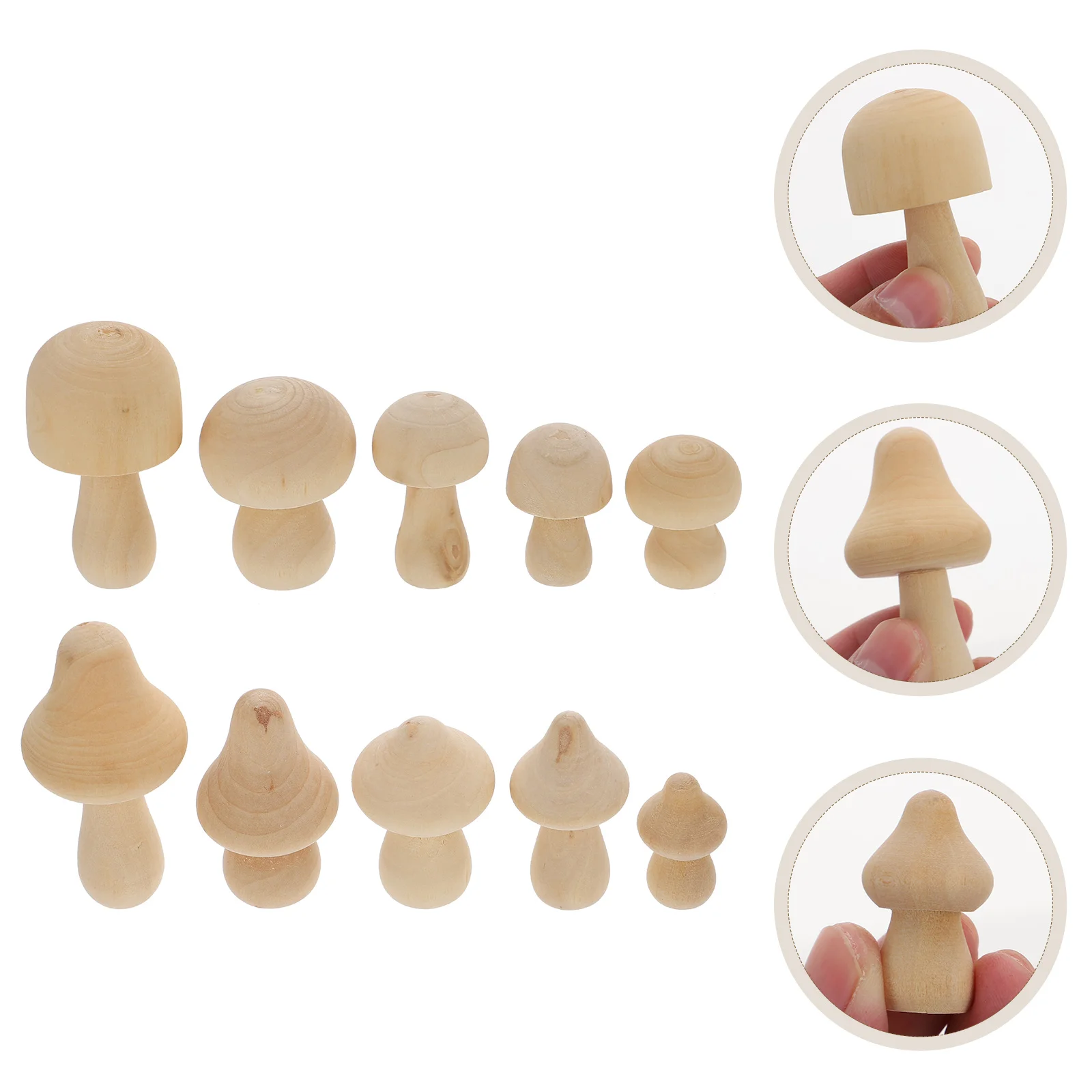

10 Pcs Home Décor Mushroom Head Kids Dolls Micro Landscape Mushroom Craft Toys Painting Wood Peg Nail Wooden Mushroom