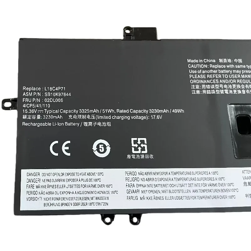 Фото Аккумулятор для ноутбука L18C4P71 для Lenovo ThinkPad X1 Carbon 7-го поколения 2019-2020 серий SKB10K97642 02DL006 02DL004 02DL005 L18L4P71 L18M4P72 №2