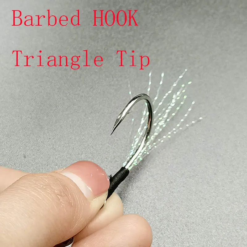 20 шт./лот вспомогательный крючок с бородкой одиночные джиг-Крючки нить перо рыба