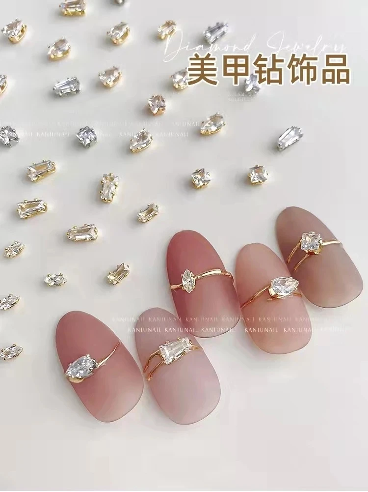 2022 дизайн ногтей коготь бриллиант серебро/золото Капля воды конский глаз Циркон