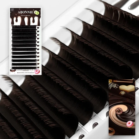 ABONNIE Индивидуальные объемные ресницы темно-коричневые синтетические