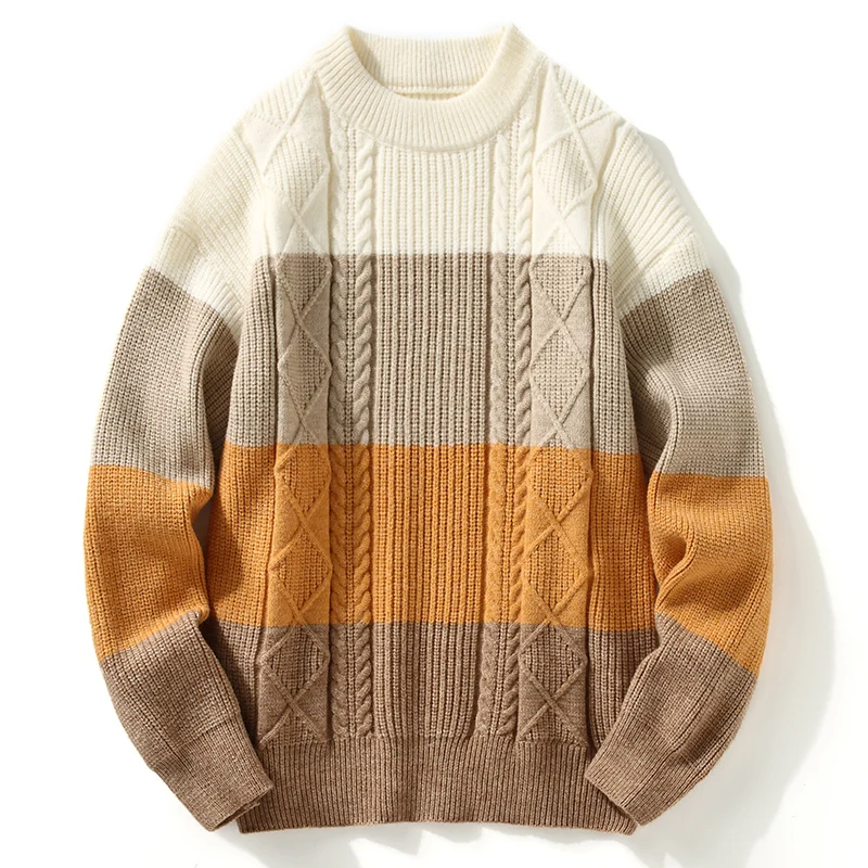 

High Quality Women Sweater Winter Breathable Man Sweaters Casual O Neck Striped Knitwear Womens Knit Pullover Women Pull Homme