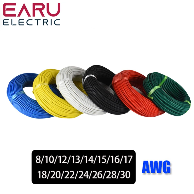 

5Meters/Lot Heat-resistant Soft Electrical Silicone Wire Cable 8 10 12 14 16 18 20 22 24 26 28 30 AWG 5M 6 Color Red Black Blue