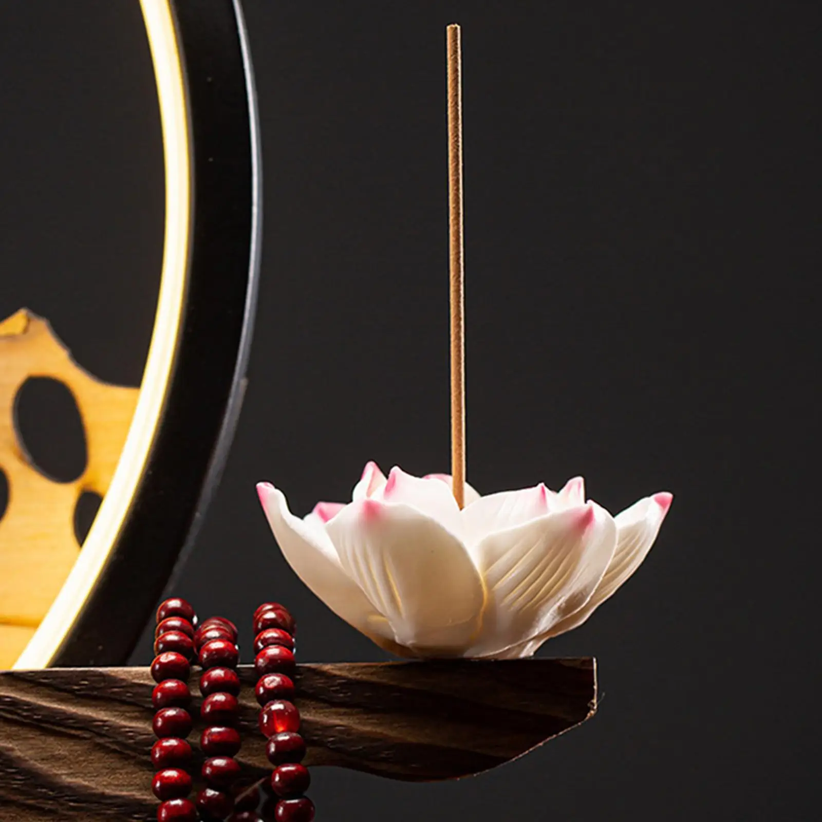 

Backflow Incense Burner Incense Holder with Night Lights Ornament Decorative for Relaxation Meditation Table Yoga Decoration