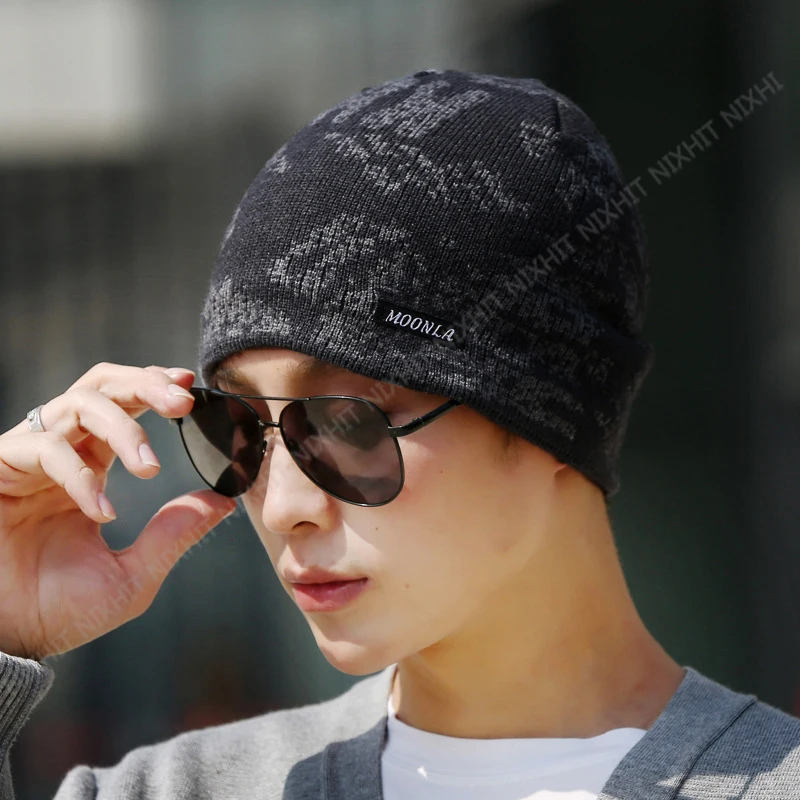 

Толстые теплые шапки с бархатной подкладкой, облегающие шапки, Мужская зимняя шапка, флисовые вязаные шапки, уличная шапка для верховой езды, мужская шапка в стиле хип-хоп, Z277