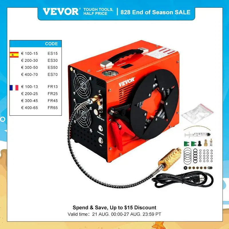 High Pressure Pump 12v 110v 220v Built-in Adapter & Fan Auto-stop For Air Rifle, Diving Bottle