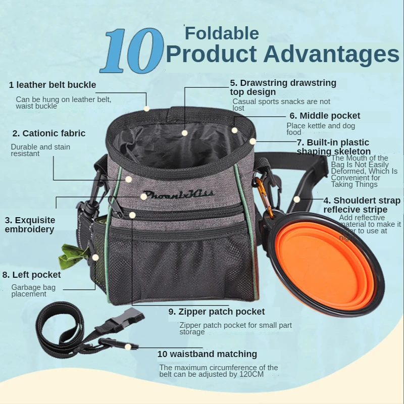 

Dog portable waterproof Oxford cloth pet Fanny pack pet food pack Training Bag Training Treats Pouhces Fanny Pack Dog Treat Bags