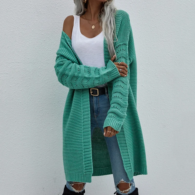 

Women Autumn Winter Long Cardigan Fashion Drop Sleeve Solid Knitted Coats Female Casual Loose Jackets Elegant Office Ol Cardigan