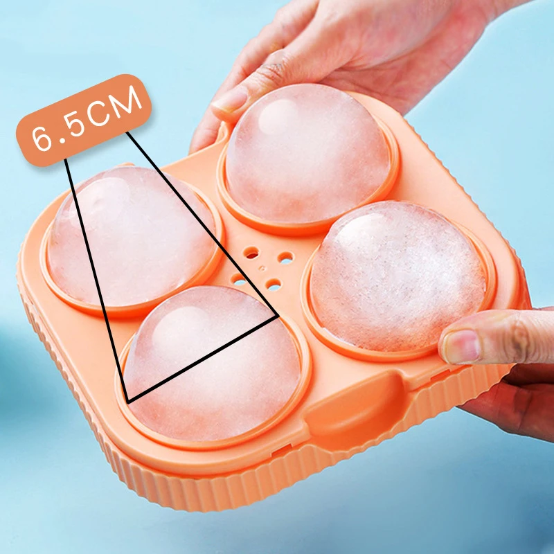 Ice Ball Maker Silicone Bottom Large 6.5cm 3D Big Round Sphere Hgh Balls Ice Shape Cube Mold Tray for Whiskey 2023 New Upgrade