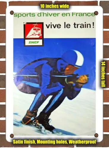 Металлический знак-1965 Зимние виды спорта во Франции snf-10x14 дюймов