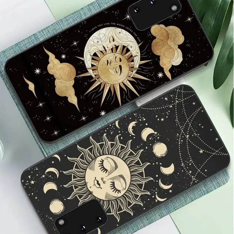 

Funny Sun Moon Face Phone Case for Samsung S10 21 20 9 8 plus lite S20 UlTRA 7edge