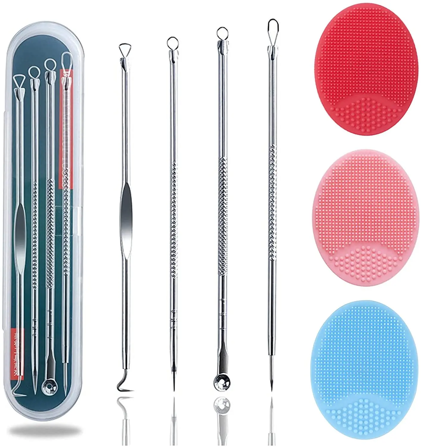 

Blackhead Remover Tool Kit 4Pcs Comedone Extractor Tool Blemish Whitehead Removal Acne Needle Pimple Spot Popper Stainless Steel