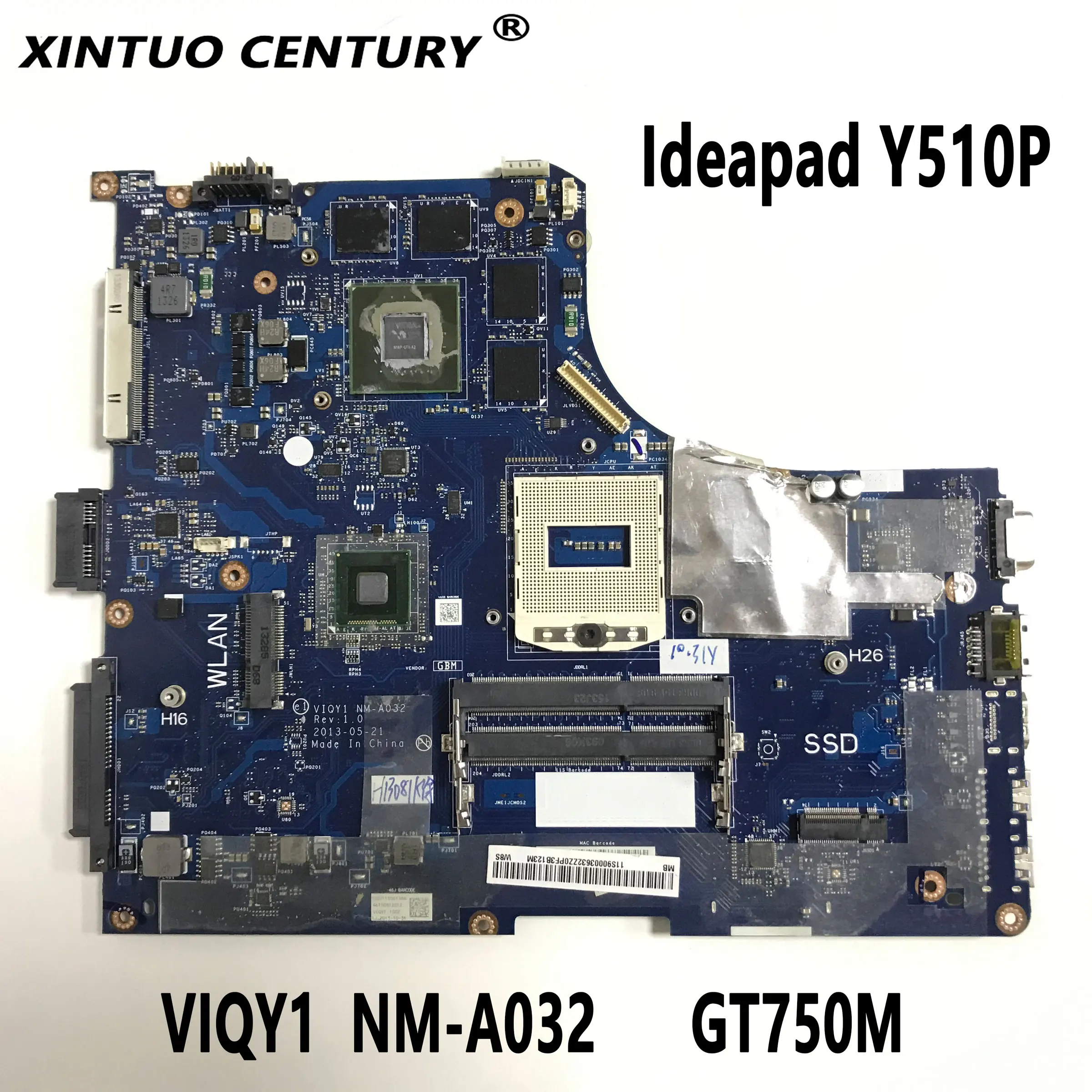 

NM-A032 VIQY1 REV:1.0 notebook motherboard for Lenovo Ideapad Y510P NM-A032 GT750M DDR3 support i7 100% test work