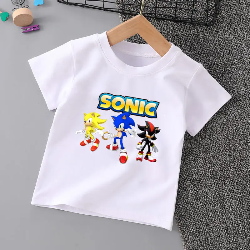

Sonic The Hedgehog Shadow Anime Short Sleeve Crew Neck T-Shirt for Boys Trendy Summer 3D Printed Childs Teens Kids Casual Shirt