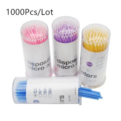 1000Pcs Micro Brush Disposable Microbrush Applicators Eyelash Extensions Remove False Eyelashes Cotton Swab