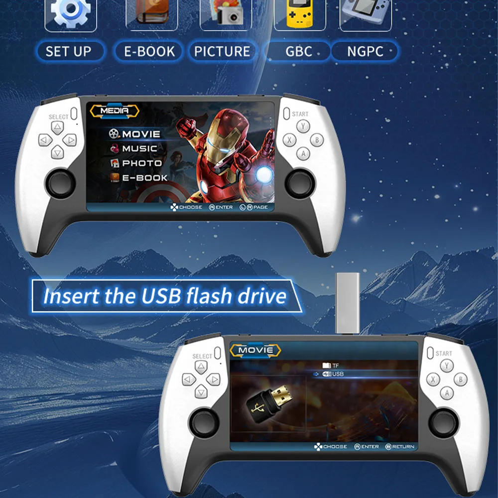 Фото Новая портативная игровая консоль SF3500 5 дюймов для PS1, GBA, SNES, MAME, ретро-эмулятор, FHD, портативная игровая приставка, подарок на Рождество 2026 №4