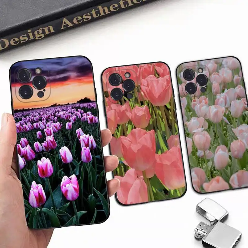

Tulip flower Phone Case For iPhone 8 7 6 6S Plus X SE 2020 XR XS 14 11 12 13 Mini Pro Max Mobile Case
