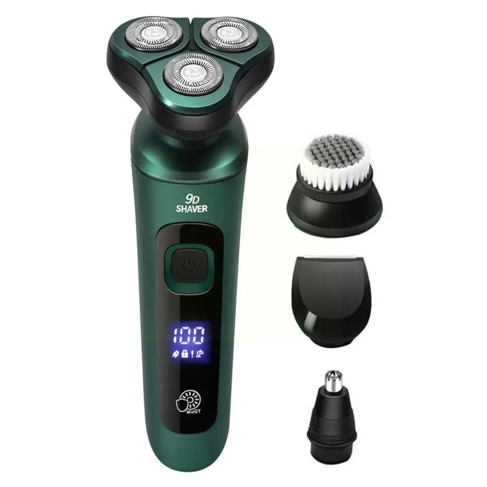 4 In 1 Smart Electric Shaver LCD Digital Display Three-head Washing Knife Multi-function Razor Floating Rechargeable USB Be Y3L9